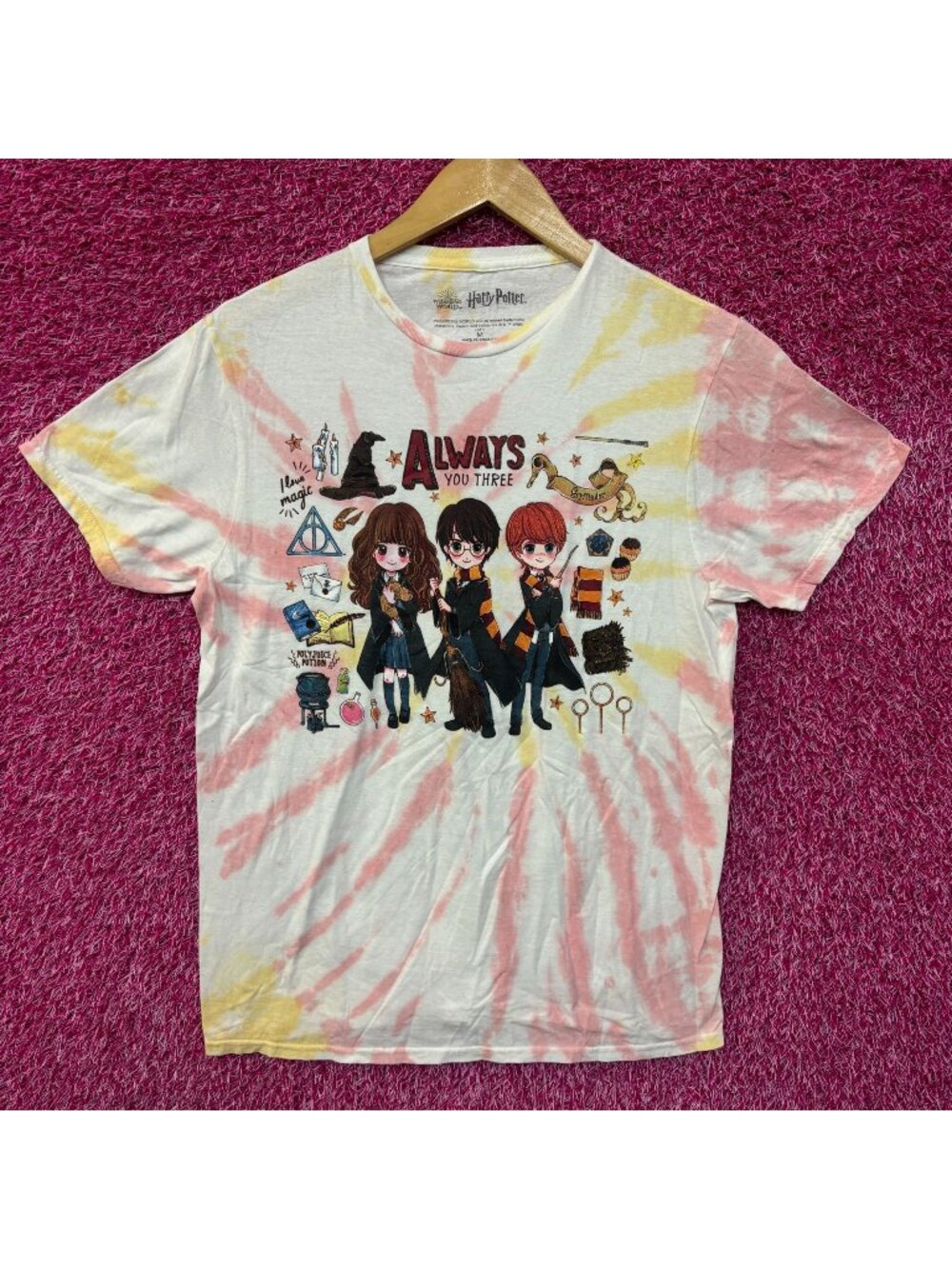 Harry Potter Chibi Hermoine, Ron, Harry tiedye T-shirt size medium